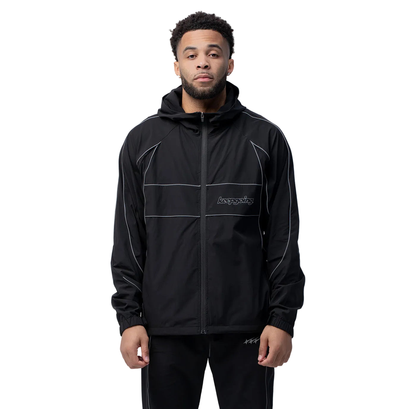 Keepgoing Nylon Track Jacket (Black)
