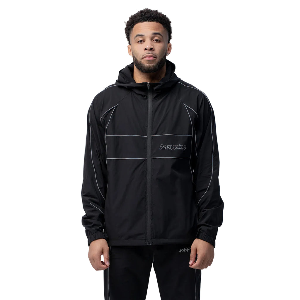 Keepgoing Nylon Track Jacket (Black)