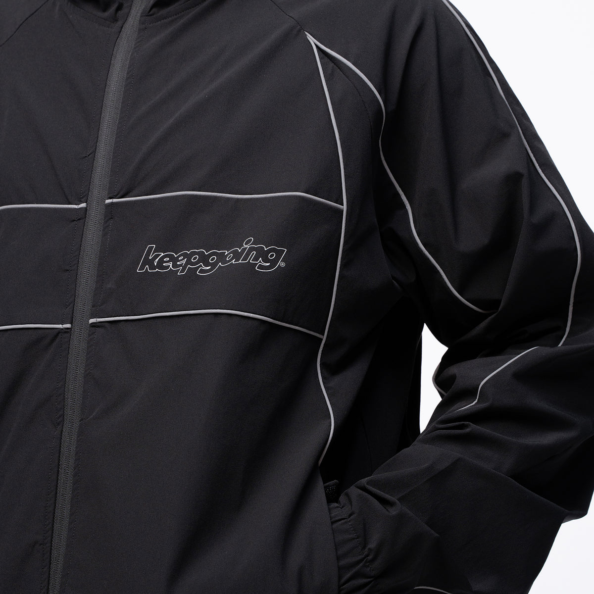 Keepgoing Nylon Track Jacket (Black)