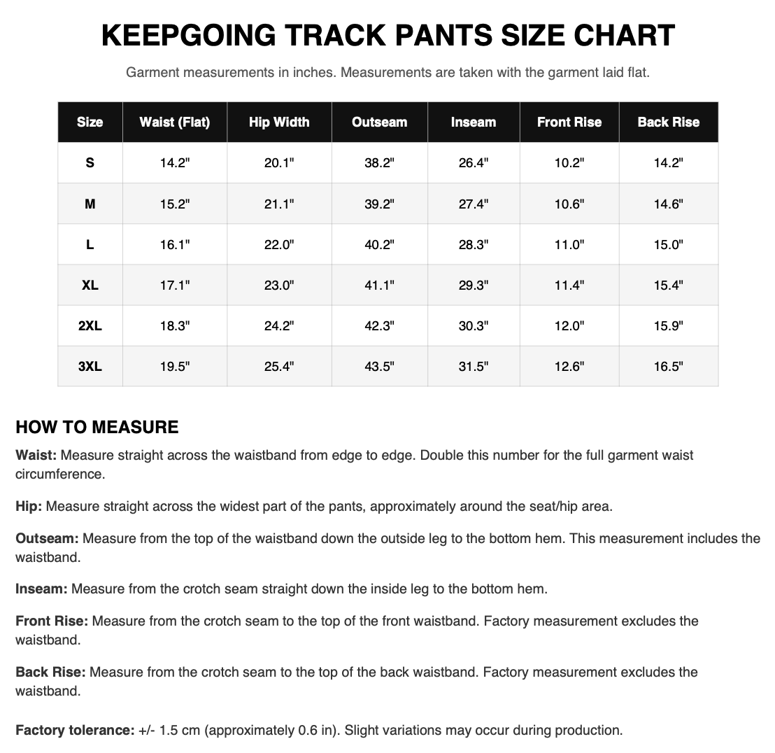 Size chart