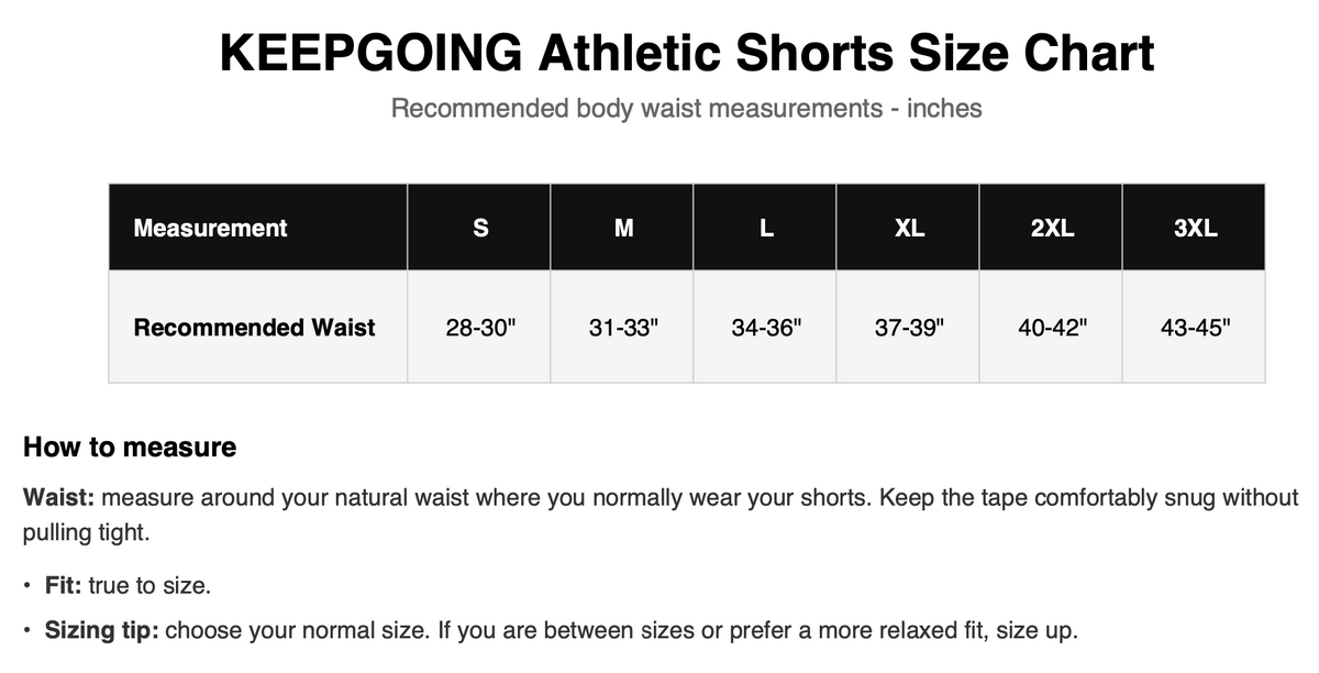 Size chart