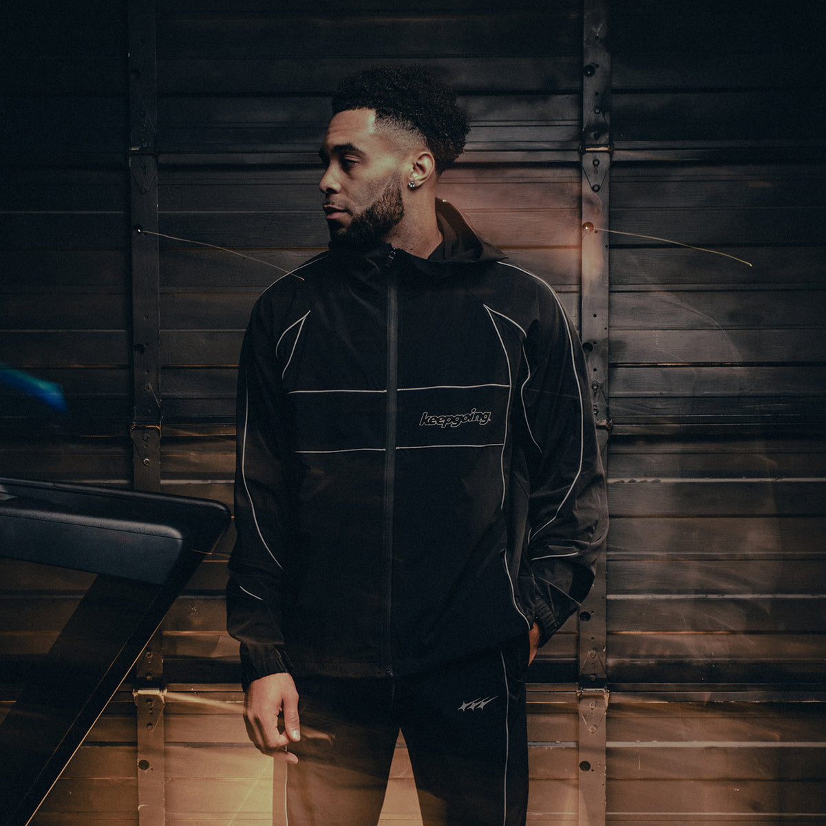 Keepgoing Nylon Track Jacket (Black)